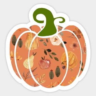 Peach Boho Botanical Pumpkin Sticker